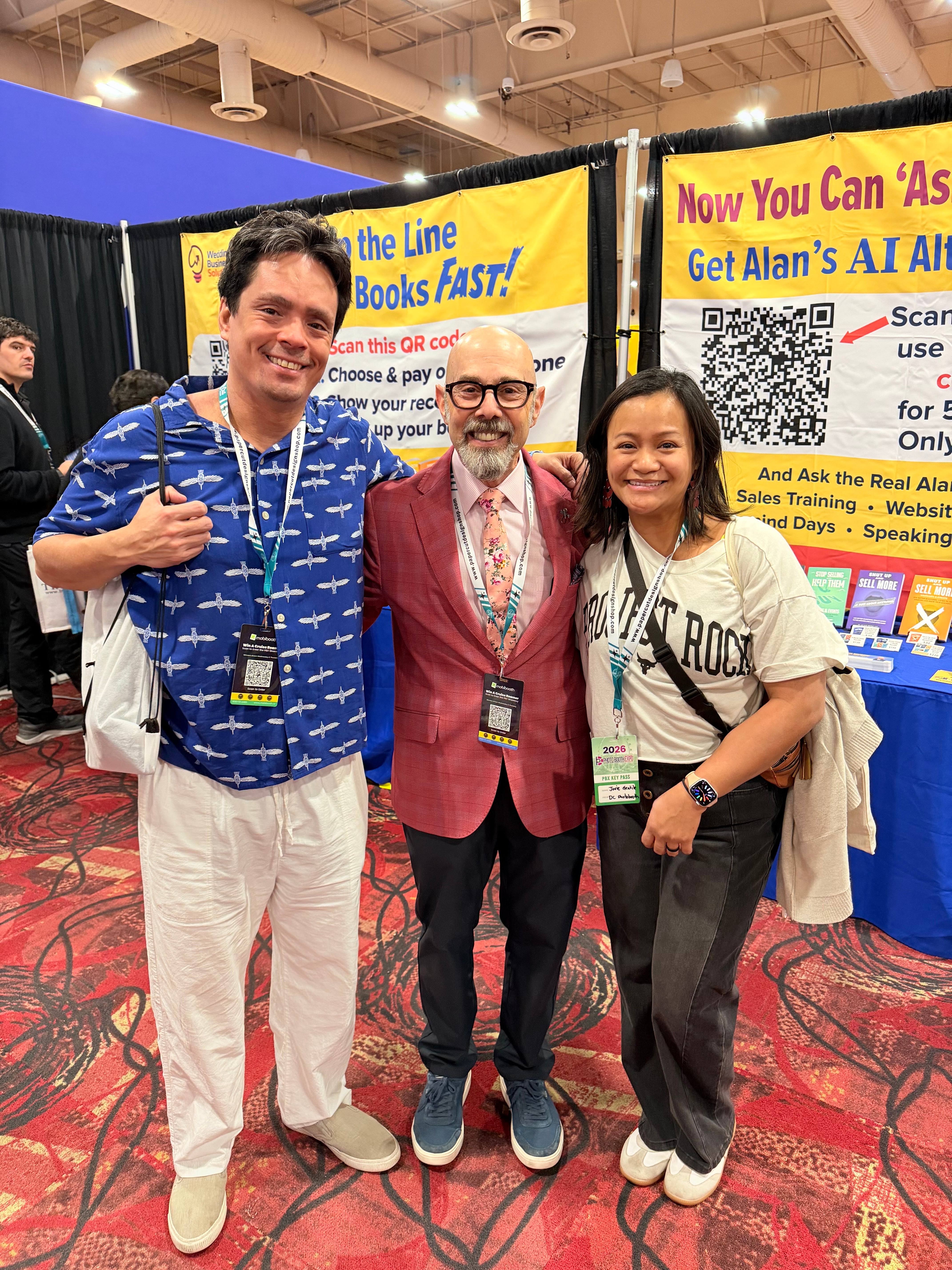 Paul and Jovie networking with industry professionals at Photo Booth Expo